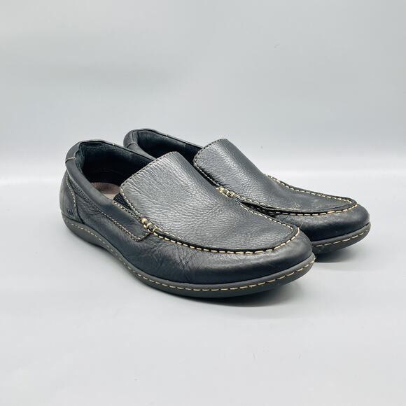 Born Shoes Mens 12 Black Leather Moc Toe Slip On Loafers Casual Comfort Walking